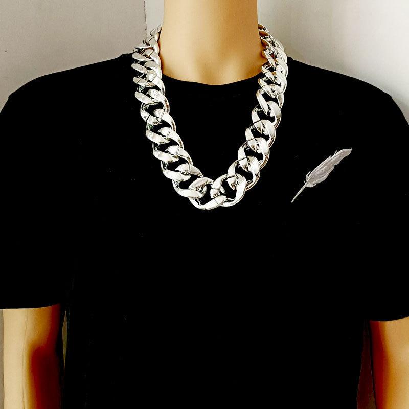 Hip-hop CCB Exaggerated Large Gold Chain Plastic Simulation Gold Necklace Personality Performance Festival Performance Props
