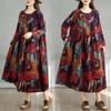 Spring Vintage Floral Print Plus Size Women Long Dress Oversize Loose Basic Casual Long Sleeve Maxi
