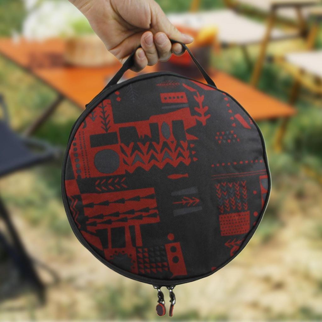 Camp-Utensil Organizer Tableware Carry Bag For Camping High Capacity Round Cookware Pouch For Barbecue Gatherings Mountaineering