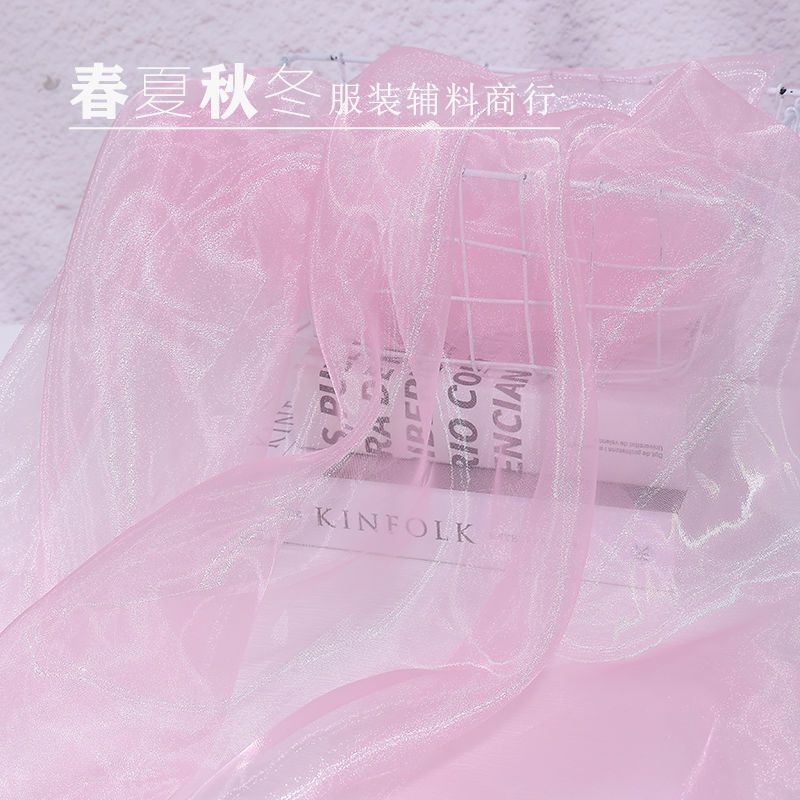 Water Light Crystal Organza Fabric Shiny By The Meter for Clothes Wedding Dress Children's Clothing Sewing Cloth Smooth White