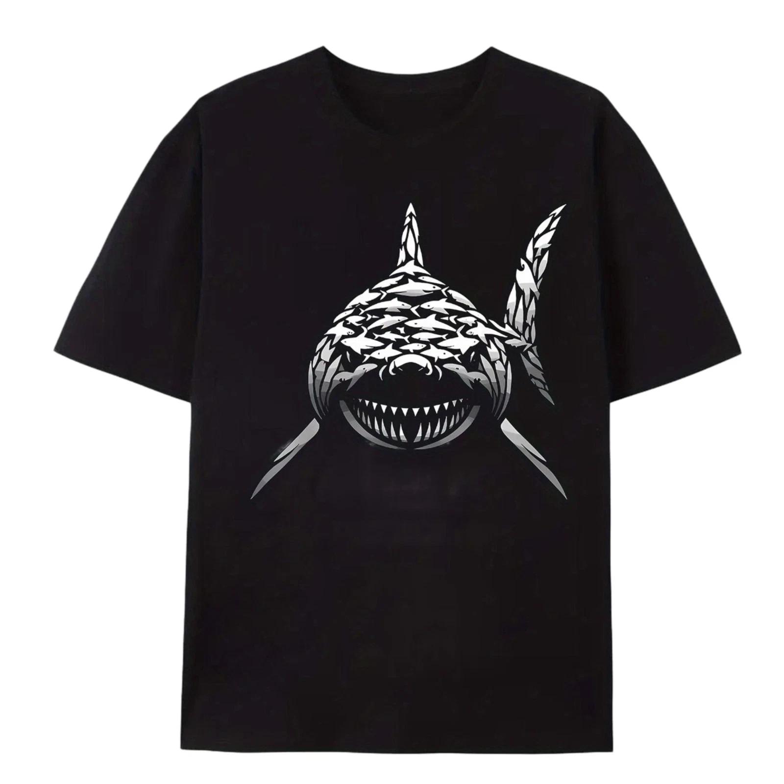 Shark Graphic T-Shirt Fierce Predator Ocean Design Unisex Casual Tee Size S-5XL S