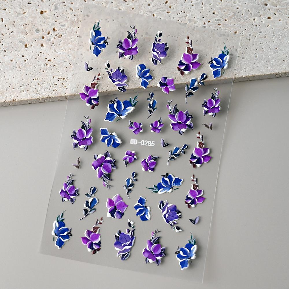 

1 шт. 3D-наклейки с цветами для ногтей, весенние цветочные листья, самоклеящиеся слайдеры, наклейки для художественного маникюра для украшения 5D-0285