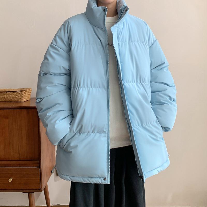 Winter Solid Color Thickened Stand-up Neck Cotton-padded Jacket Men's American Retro Loose and Versatile Cotton-padded Jacket Casual Bread Jacket