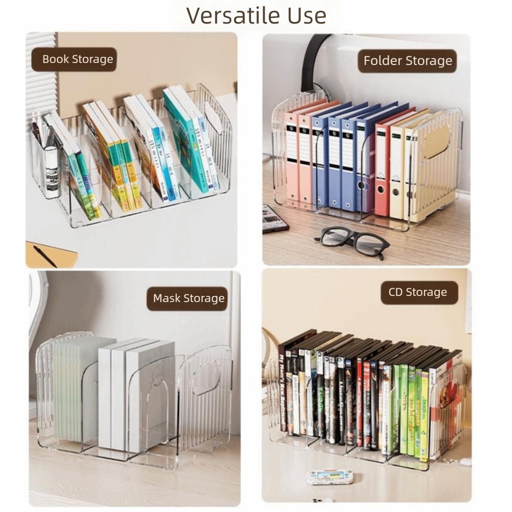 Save Space Divided Book Stand Simple Clear Bookshelf Portable Desk Storage Rack  Living Room