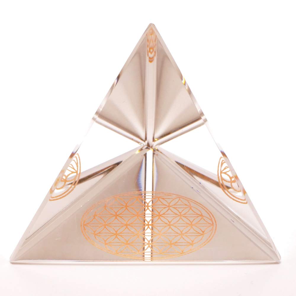 Luxury Handmade Crystal Flower of Life Triangle Pyramid Orgonite Original Purifying Healing