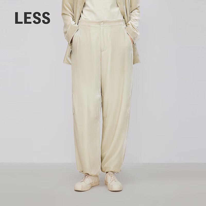LESS 2024 Spring Vintage Velvet Straight-Leg Casual Pants