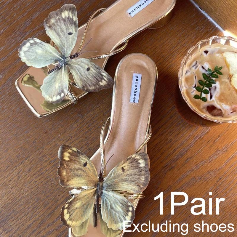 1 Pair Butterfly Shape Shoes Charms Sandals Decor Bohemian Shoe Accessories DIY Shoe Clip Elegant Orchid Flower Colorful