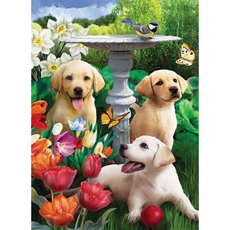 New 5D DIY Diamond Painting Dog Diamond Embroidery Animal Cross Stitch Full Round Drill Home Decor Manual Halloween Gift