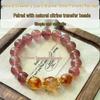 Women's Fashion Strawberry Quartz & Yellow Citrine Beaded Bracelet