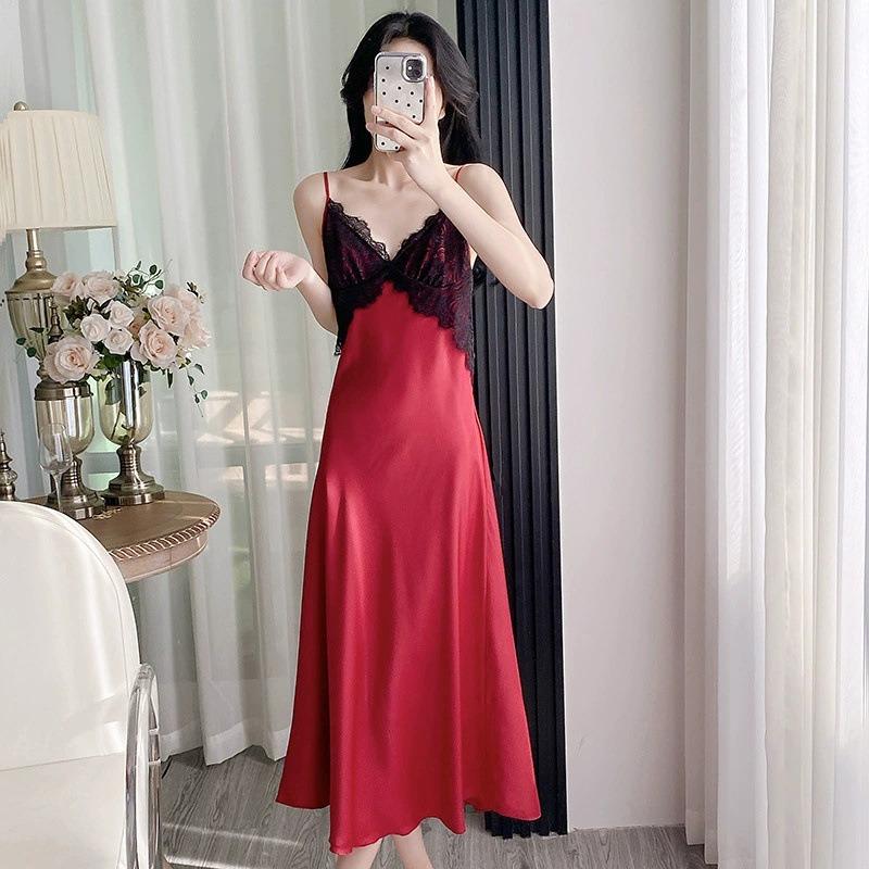 Sexy pajamas, thin with chest pads, long over-the-knee suspenders, nightgowns, robes, backless loungewear