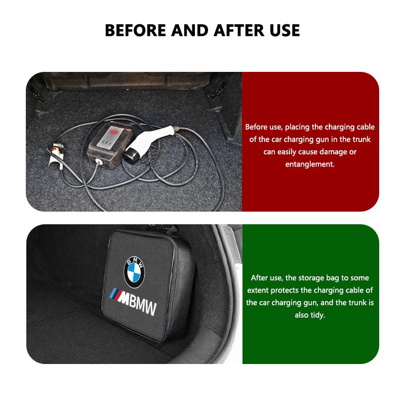 Per BMW Scatola portaoggetti per cavo di ricarica auto Borsa da trasporto Organizer per bagagliaio Accessori auto M Performance E36 E46 E60 E90 E91 E92 E93 F30