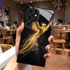 Star Dust Golden Feather Phoenix Pattern 2D Phone Case for Samsung S26 S25 S24 S23 S22 S21 S20 Tempered Glass Protective Cover