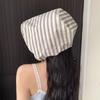 1Pcs Large Brim Foldable Bucket Hats With String For Women Korean Striped Female Panama Bob Outdoor Mountaineering Hat