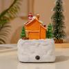 Christmas Music Box Snow House Ornaments with LED Light Resin Rotating Music Figurines Home Christmas Decorations New Year Gift