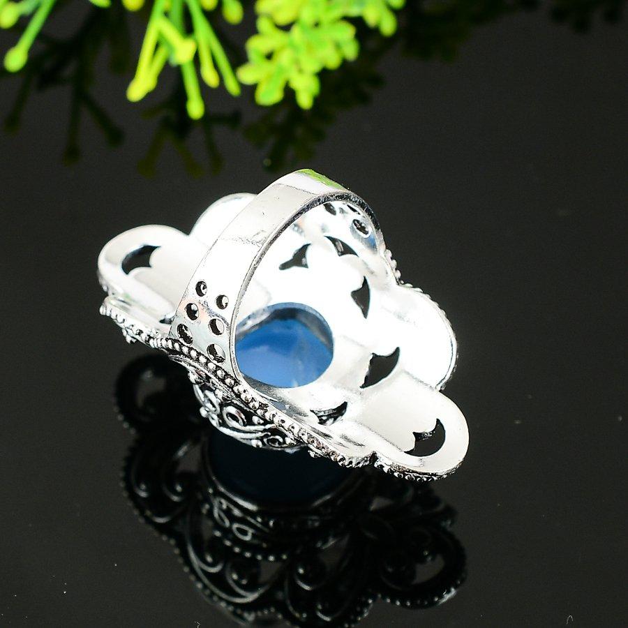 Natural Aqua Chalcedony Gemstone 925 Sterling Silver Gift Ring Size 10 S7f80