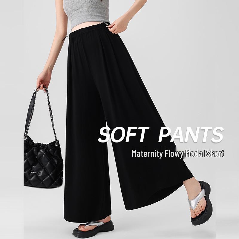 

Spring/Summer 2025 Wide-Leg Maternity Pants - Lightweight, Non-Restrictive Belly Design 2XL чёрный