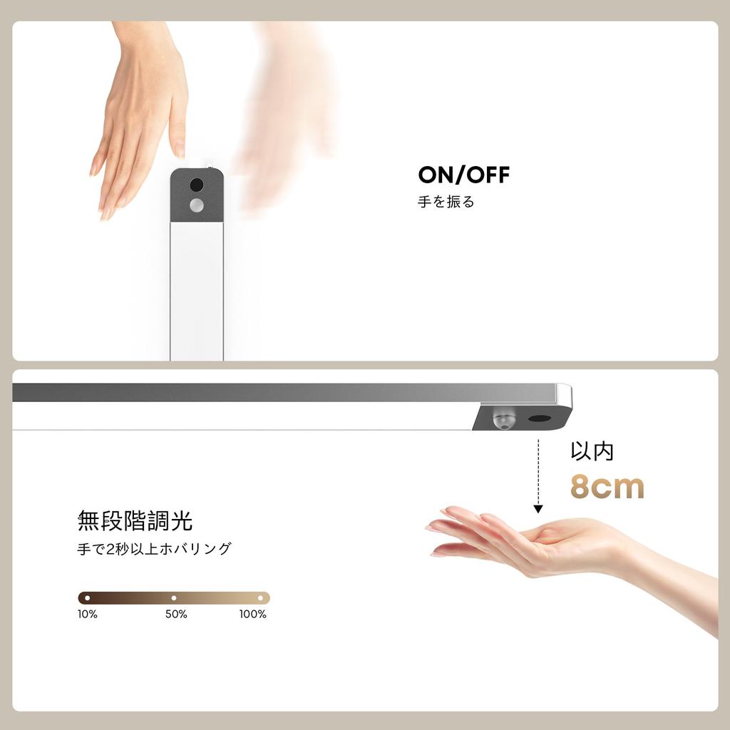 LROLTEF Kitchen Light, 25cm Frameless Ultra-Thin, Hand Sweep, Motion Sensor, Rechargeable, Indoor, 1500mAh, Stepless Dimming, Type-C, Rechargeable