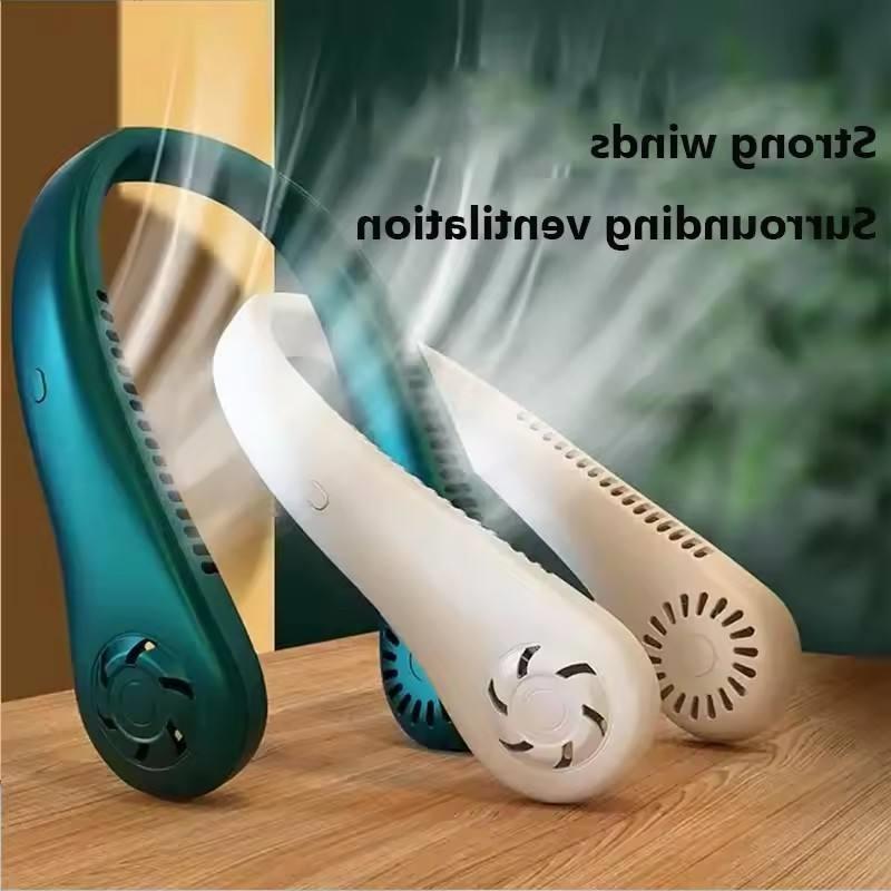 1200mAh Neck Cooling Hanging Fan Foldable Bladeless Leafless Portable USB Rechargeable Fan for Targeted Airflow Office