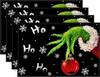 Christmas Placemats Set of 4 Merry Christmas Table Mats Winter New Year Xmas Decor for Home Kitchen Table 12x18 Inch