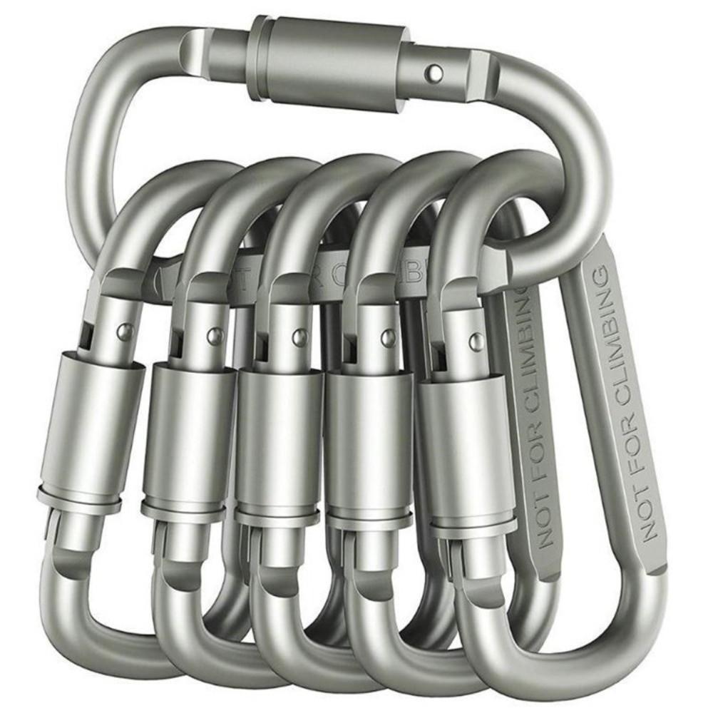 6pcs 6pcs Set Carabiner Keychain Heavy DutyHeavy Duty Bold D-shaped D-ring Snap Clip Hanging Type Snap Lock Lock Buckle Hook