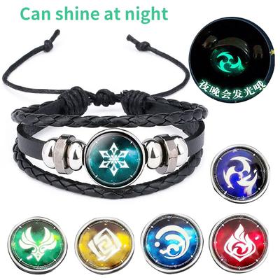 Žhavá hra Genshin Impact Náramek Anime Element Vize Boží oko Muži Punková móda Kožené náramky Pro ženy Náramek Šperky