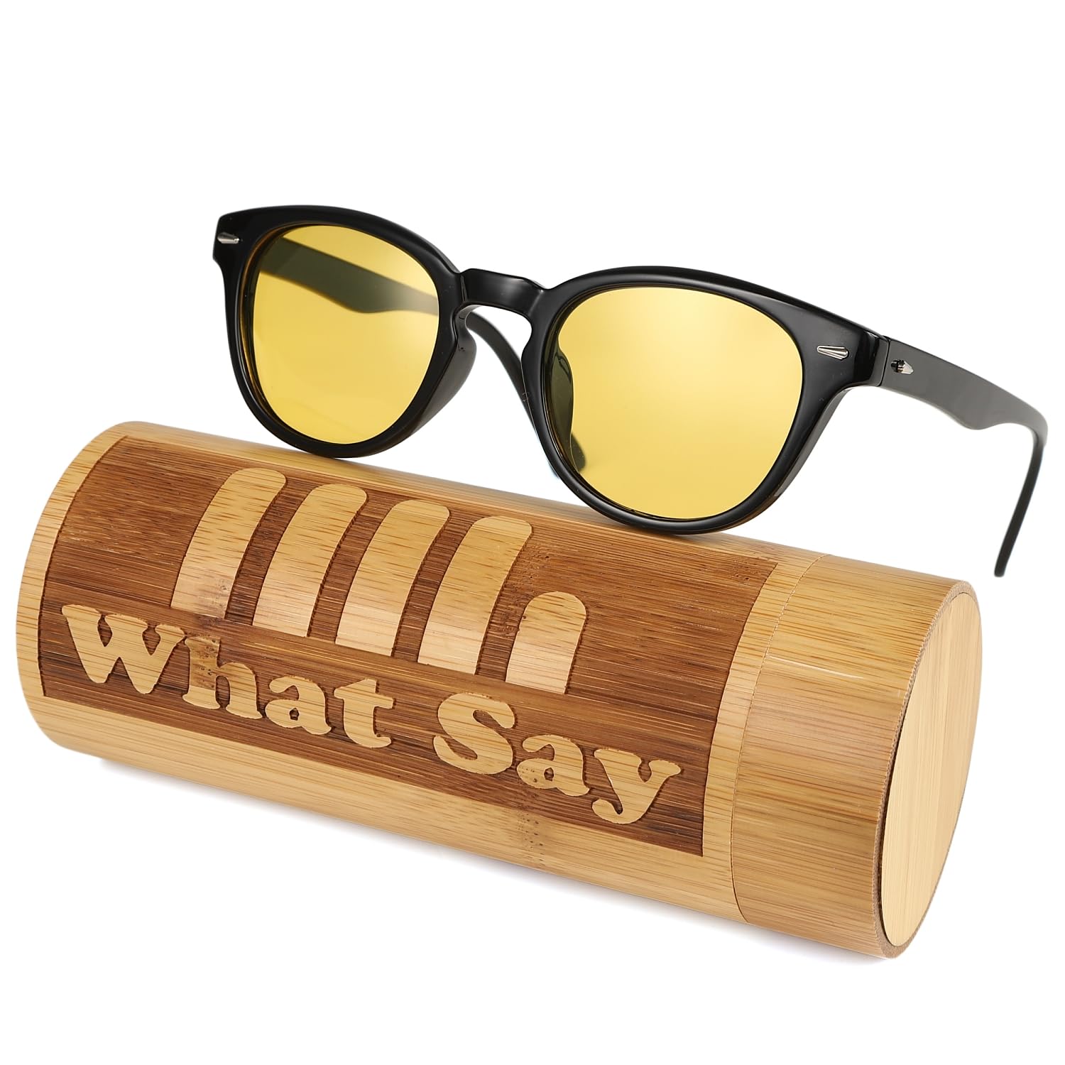 

FASHION OUTDOOR Wellington Color Lens Sunglasses Clear Lens Fashion Glasses Polarized Lens UV400 Night Driving Men Women Yellow [What Say] (Light чорний