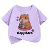 Summer and Spring Short Sleeve Unisex Funny Capybara Animal Design T-Shirt Children's Casual Top