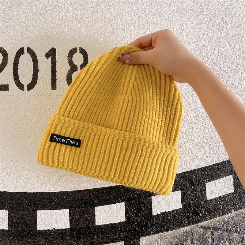 Couple Autumn and Winter Warm Knitted Hat Street Style Patch Wool Hat Women Korean Style Ins Versatile Autumn Ear Protection Hat