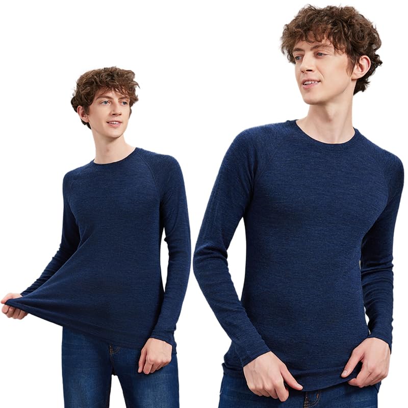 [koobla] 100% Merino Wool Long Sleeve Men's & Women's T-Shirt, Long-Sleeve T-Shirt, Hiking Base Layer, Quick-Drying, Durable, Odor-Resistant, Temperat