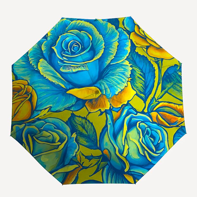 

1pc Blue RosesAutomatic Open/close Umbrella, 8-Rib sturdy structure, Portable Travel Umbrella, Parties, Everyday Usec60