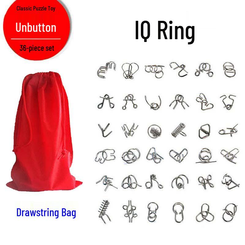 Nine-Ring Metal Puzzle - Eight-Piece Disentanglement Brain Teaser Set