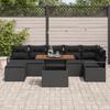Ensemble de canapés de jardin de 8 pièces avec coussins noir poly rattan acacia, Sofa de jardin deux places avec coussins 3349743