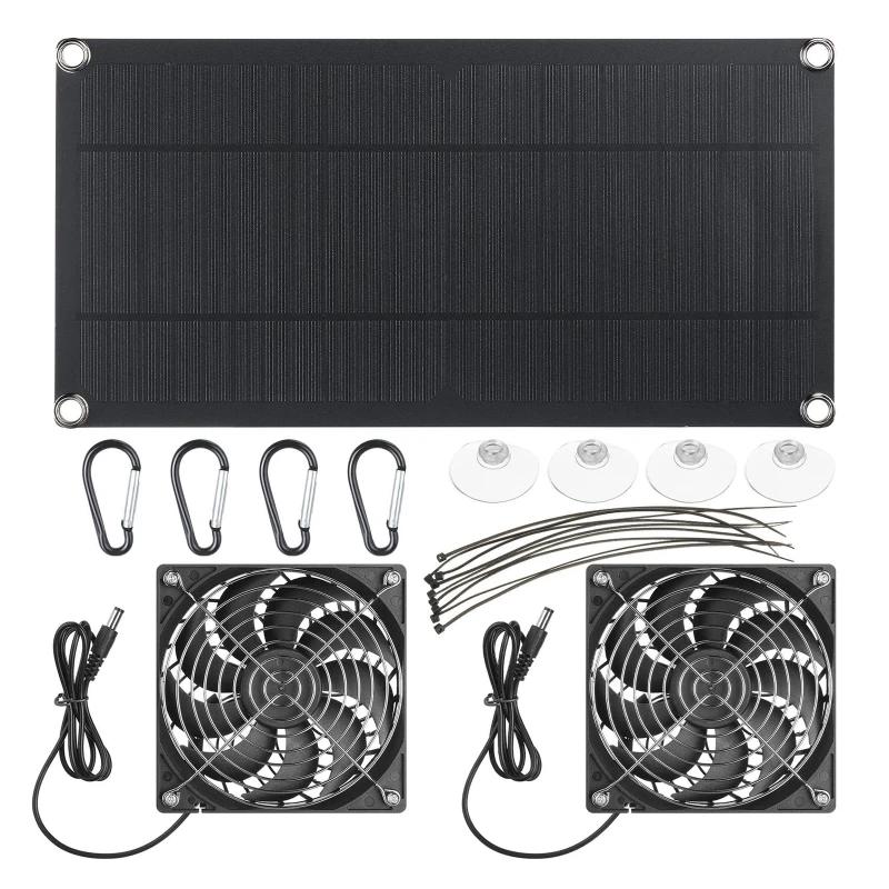 100W Solar Exhaust Fan Single/Dual/4pcs Powered Fans for Dog Chicken House Solars Panel  Air Extractor Mini Cooling Ventilator