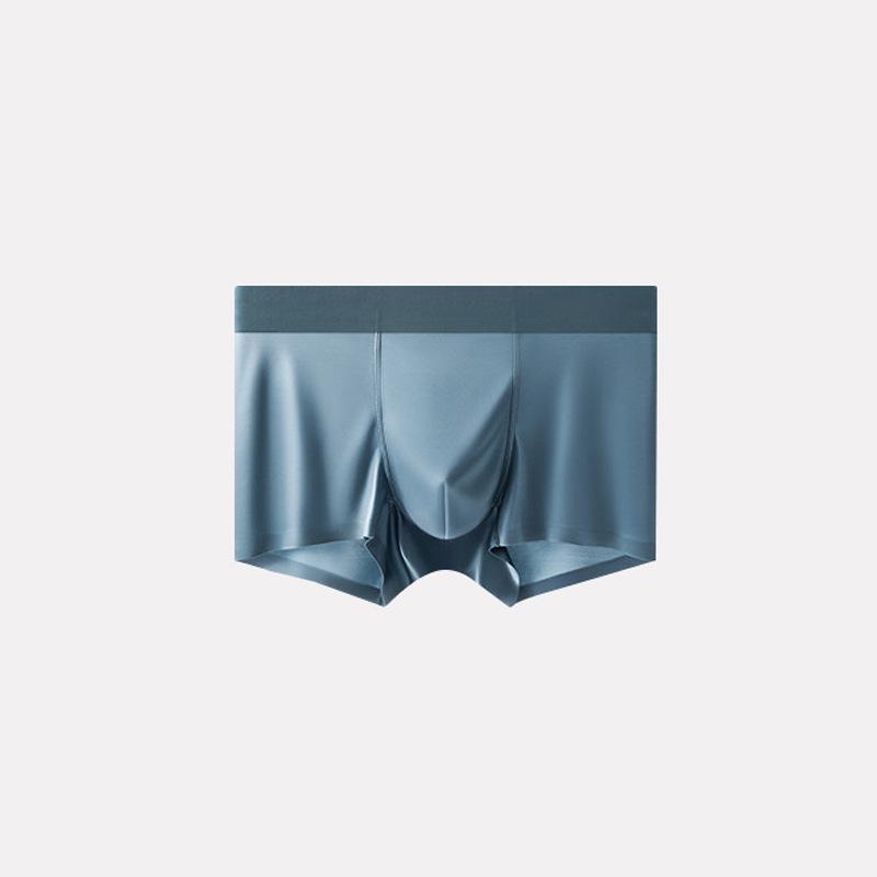 High-End Men's Seamless Boxer Briefs: Light Luxury Satin & Ice Mulberry Silk with Antibacterial Crotch