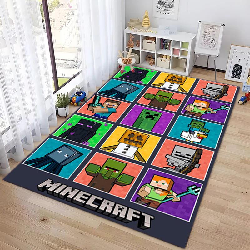 Classic Sandbox Xbox Game Minecraft Carpet Carpet Home Living Room Decoration Table and Chairs Anti Slip Door Mat Outdoor Picnic Mat Carpet A10