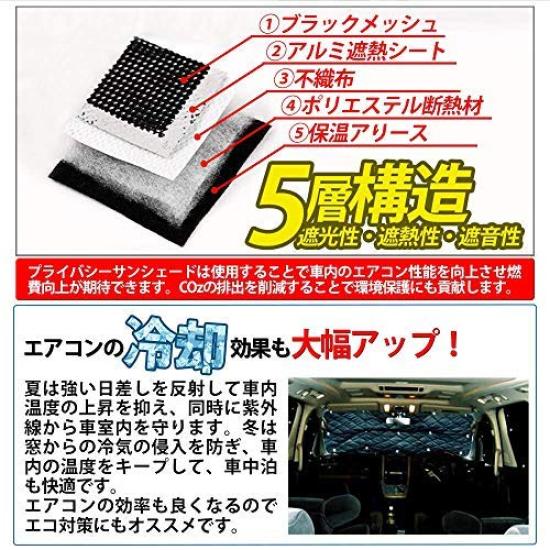 Tokutoyo Caravan Sunshade for NV350 Mesh Curtain with Suction 8 Ideal for Car Outdoor Activities (E26 Series), 1-Car Set, 5-Layer Construction, Cups,