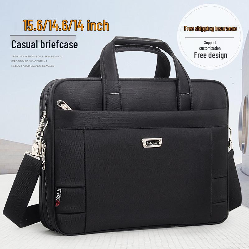 Men's Waterproof 15.6-Inch Laptop Briefcase - Oxford Cloth Handheld Shoulder Crossbody Document Bag