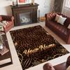 Leopard Theme Crystal Velvet Floor Rug Personalized Custom Name Text Warm Carpet Home Decoration
