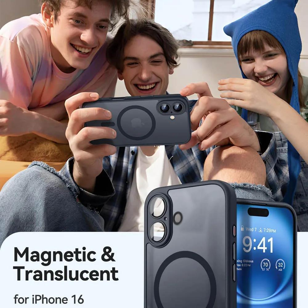 Luksusowe Magnetyczne Matowe Półprzezroczyste Odporne na Wstrząsy Etui Dla iPhone 17 16 15 14 Plus 13 12 17 Pro Max Dla Magsafe Pokrowiec do Ładowania Bezprzewodowego