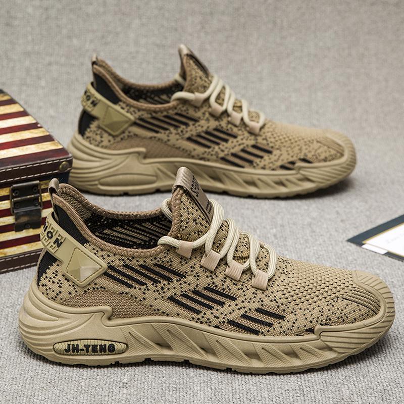 Men s Breathable Knit Running Shoes Lightweight Casual Sneakers 44 хаки
