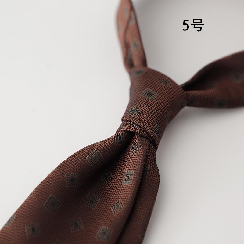 Retro Gentleman Style French 8Cm Men'S Tie, Dark Green Coffee Burgundy Stripe Occupation