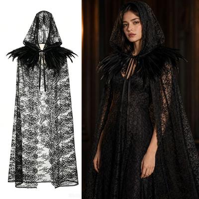 Vintage Halloween Hooded Cloak Lace-up Vintage Hooded Cape Creative Gift Halloween Cape