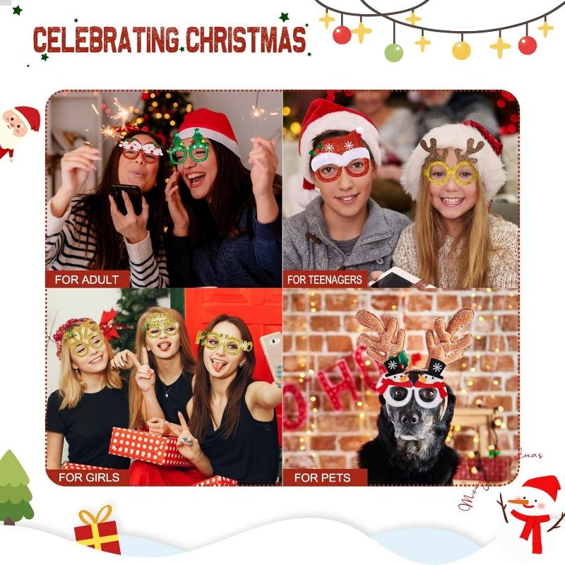 St. Patrick's Day Christmas Glasses, Glitter Party Glasses Frames St. Patrick's Day Ornaments For Photo Booth Props