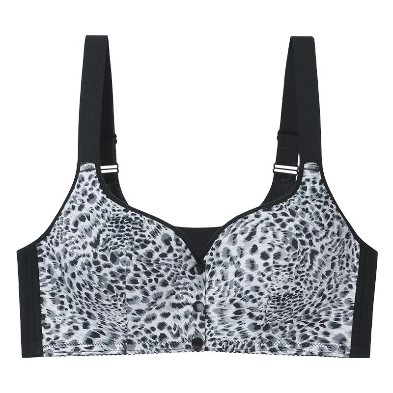 Sexy Leopard Print Large Size Bra Without Steel Ring Vest Front Buckle Bra Suitable for Big Breasts