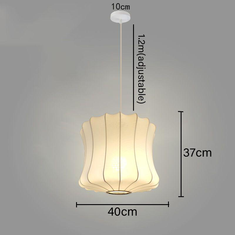 Modern Simple Led Lantern Pendant Light Restaurant Japanese Style Hanging Lights Teahouse Dining Room Fabric Droplights