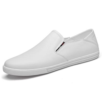 Fashion Classic Brand Men's Genuine Leather Shoes with Soft Soles Comfortable Flat Shoes Outdoor Men's Driving Shoes White Simple
