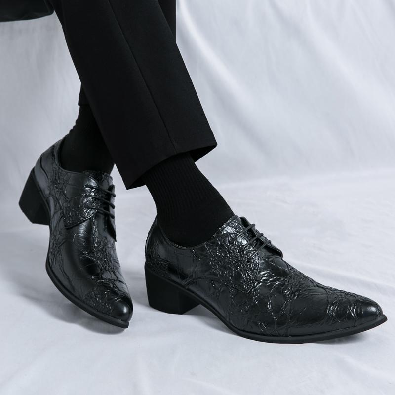 Men Dress Derbys Formal Business Leather Shoes Black Pointed Toe Tuxedo Wedding Shoes Plus Size
