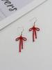 Simple Red Ribbon Bow Earrings Light Titanium Alloy Ear Hook Fashion Jewelry for Women