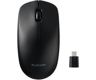 Elecom Wireless Optical 3 Environmentally Friendly Business-Grade 2.4GHz Mouse, Type-C, Buttons, Packaging, Black, M-K8DRCBK