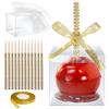 Candy Apple Boxes with Bling Stick Hole Set,with Clear Containers & Rhinestone Bamboo Skewers & Glitter Ribbons